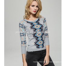 Women custom make aztec pullover casual knit cotton Women Print spring types Knit pullover sweater
